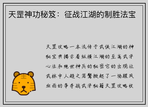 天罡神功秘笈：征战江湖的制胜法宝